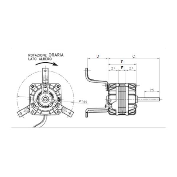MOTORE MONOFASE 25W - 4 velocità per Ventilconvettori