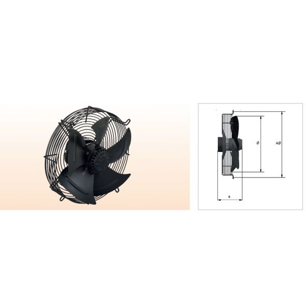 VENTILATORE ASSIALE D.400 ASPIRANTE 4 POLI MONOFASE