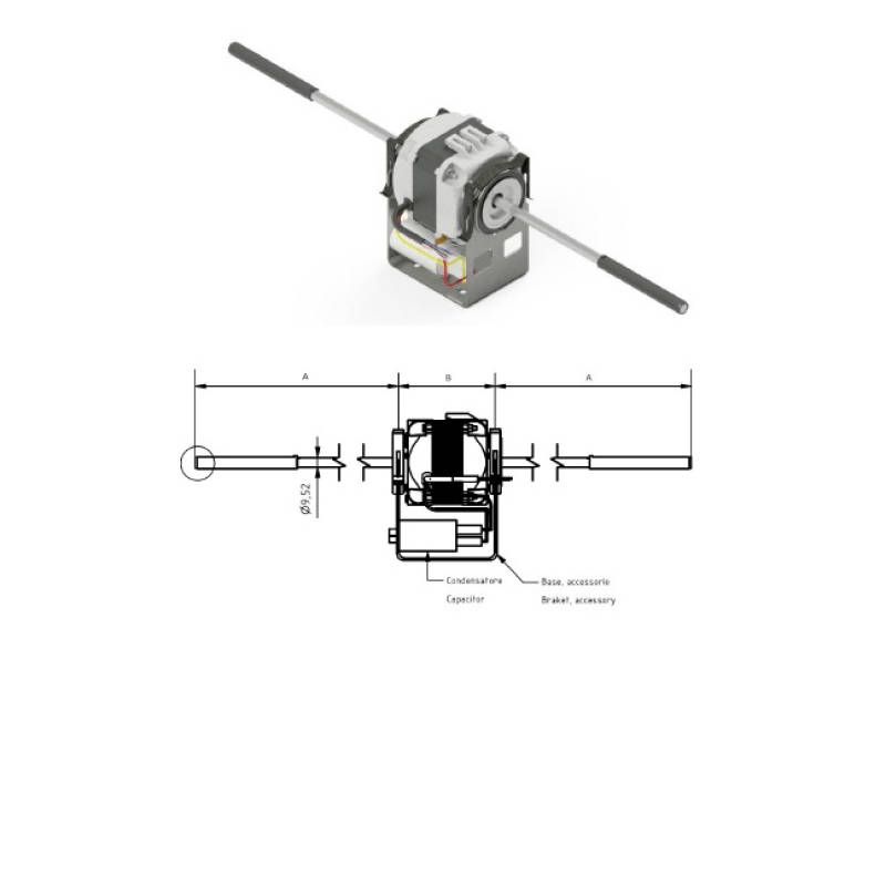 Motor 113W - 4 Poles - 4 Speed for fan coils